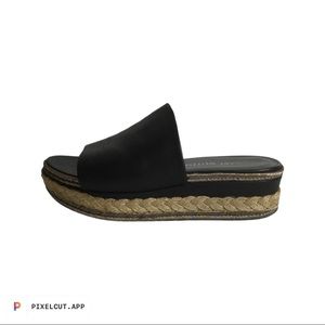 Stuart Weitzman Black Espadrille Platform Mule Sandals